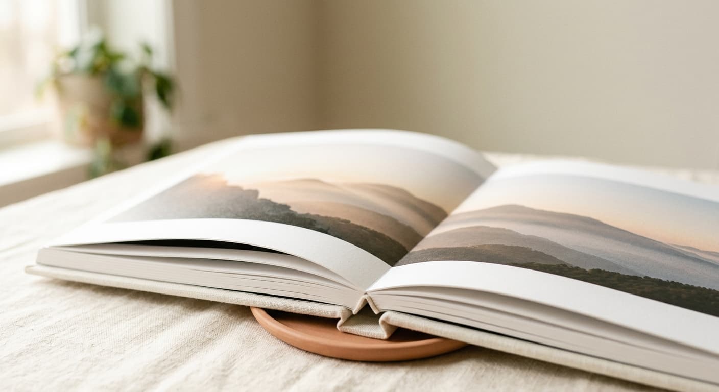 Open lay-flat album spread